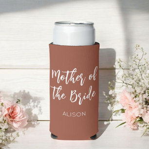 Mother of the Bride Brown Terracotta Wedding Seltzer Can Cooler