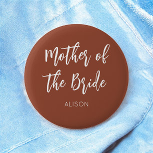 Mother of the Bride Brown White Wedding 6 Cm Round Badge