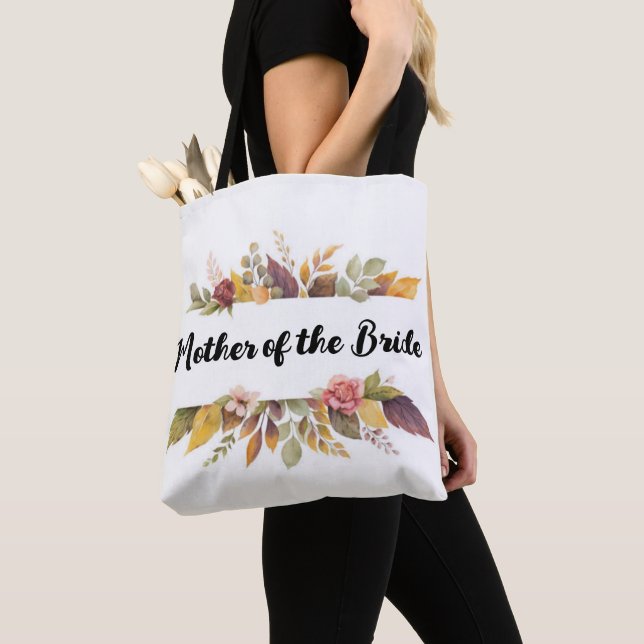 Mother of the Bride Burgundy Floral Fall Wedding Tote Bag (Close Up)