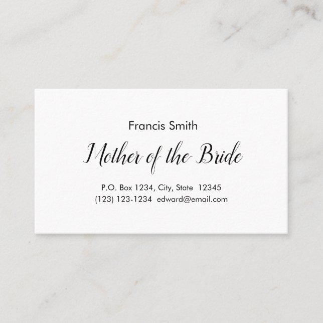 Mother of the Bride Business Cards (Front)