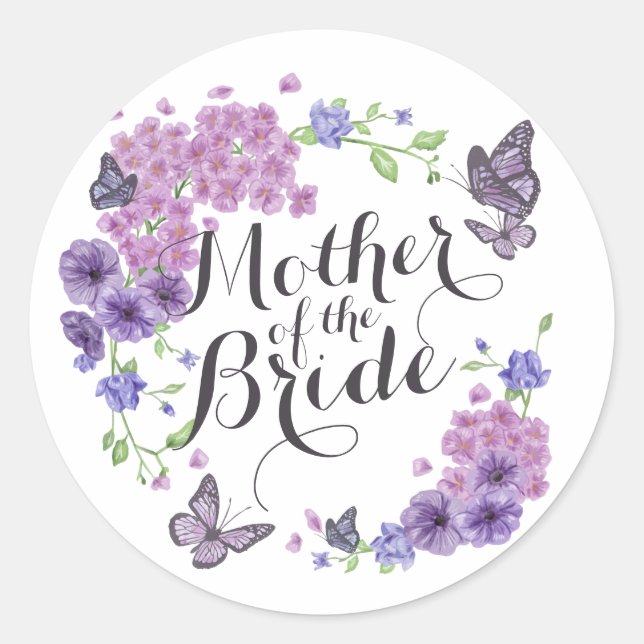 Mother of the Bride Butterflies Wedding Sticker (Front)