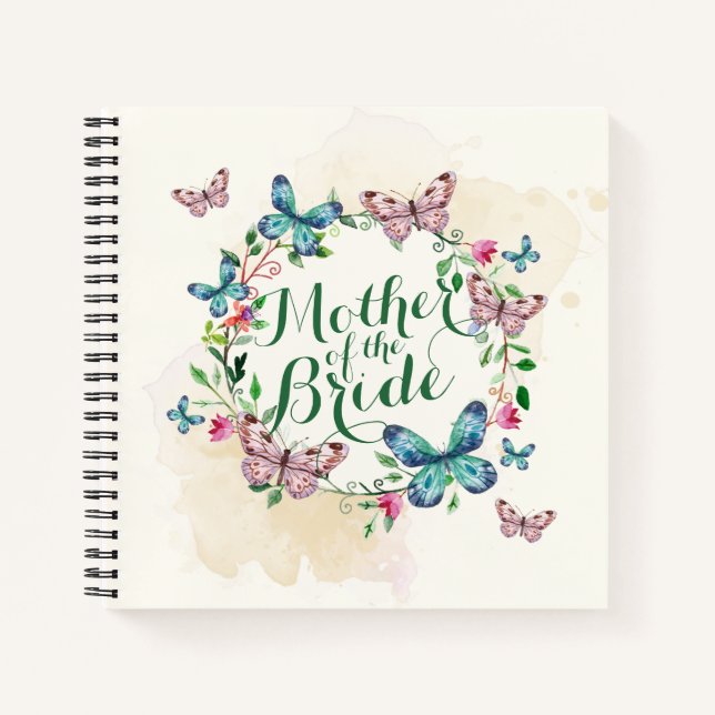 Mother of the Bride Butterfly Wreath Guestbook Notebook (Front)