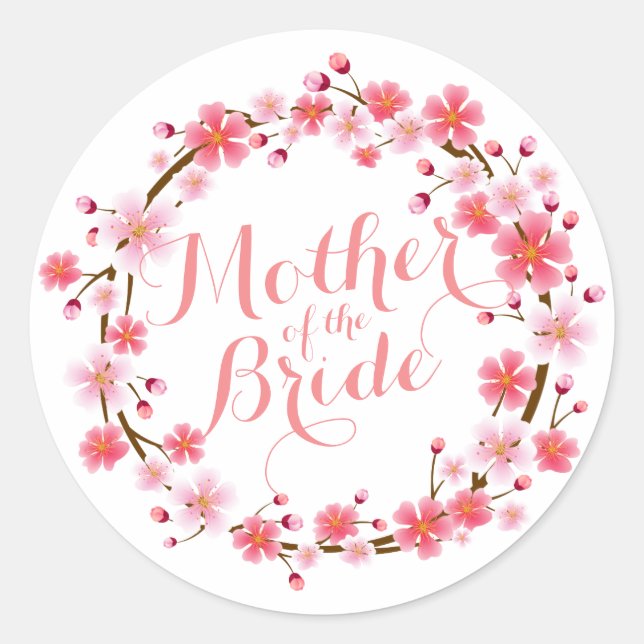 Mother of the Bride Cherry Blossom Wedding Sticker (Front)
