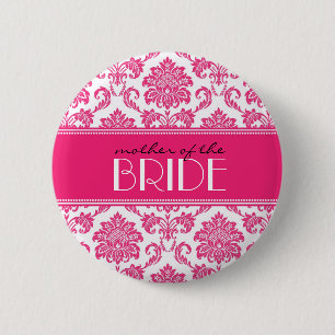 Mother Of The Bride Damask Button in Fuchsia