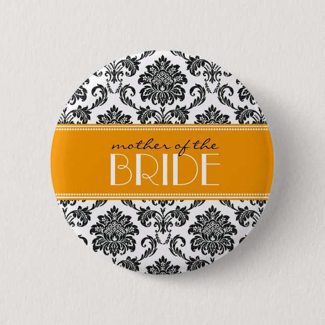 Mother Of The Bride Damask Button in Orange (Front)