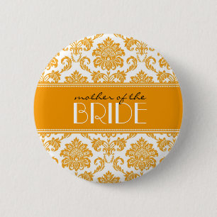 Mother Of The Bride Damask Button in Orange