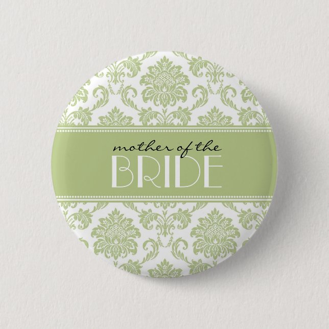 Mother Of The Bride Damask Button in Sage (Front)