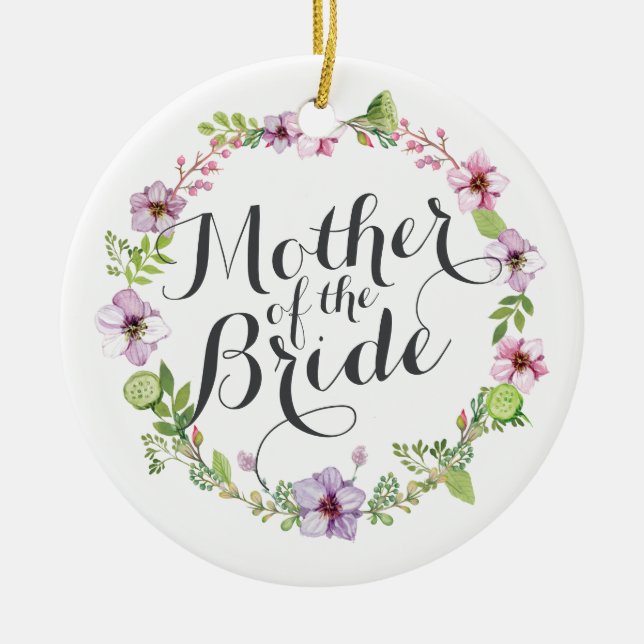 Mother of the Bride Elegant Wreath Ornament (Front)