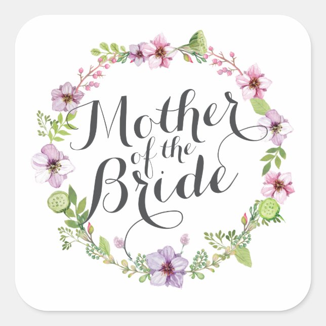 Mother of the Bride Elegant Wreath Sticker Seal (Front)