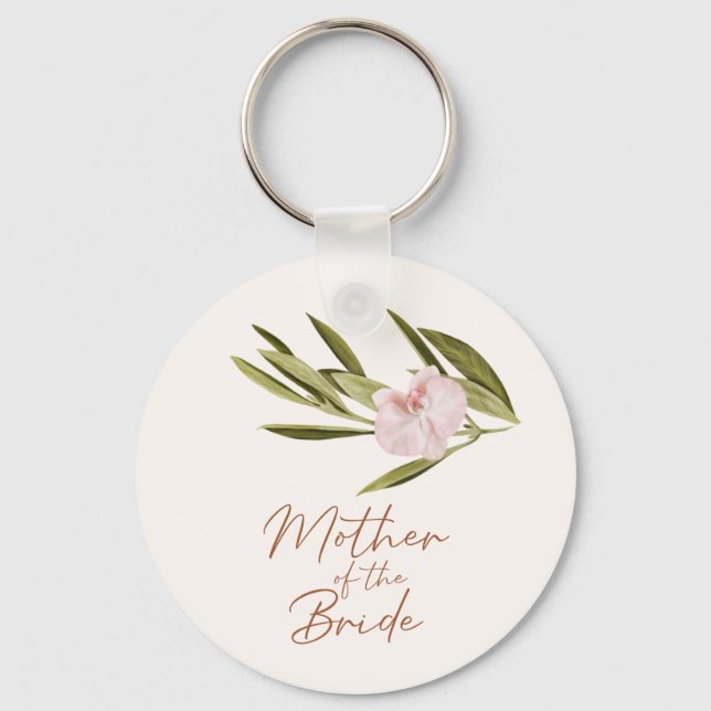 Mother of the Bride Eucalyptus Button Keychain (Front)