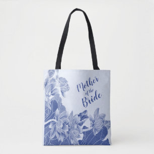 Mother of the Bride Exotic Blue Lotus Floral Tote Bag