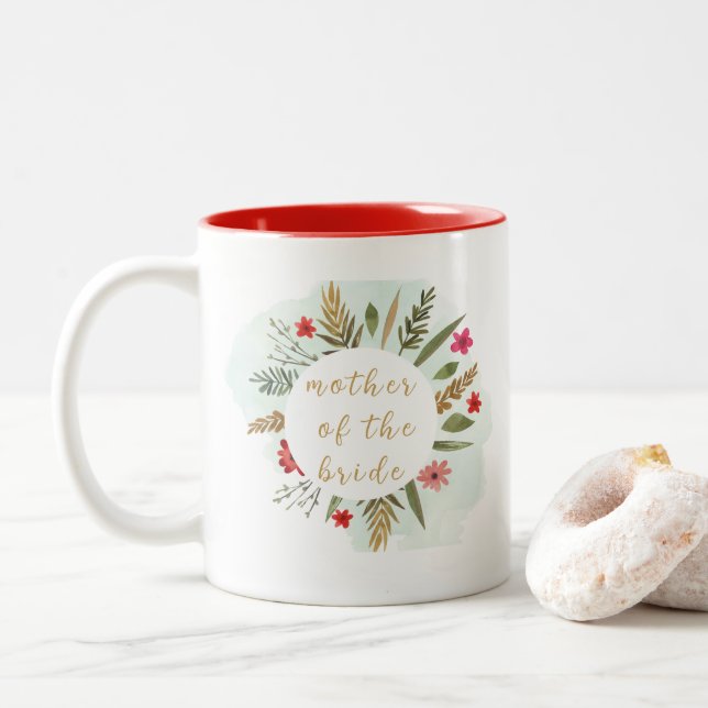 Mother Of The Bride Floral Red Coffee Mug  (With Donut)