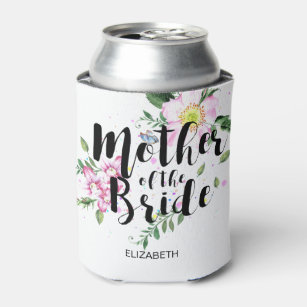 Mother of the Bride Floral Watercolor Wedding Can Cooler