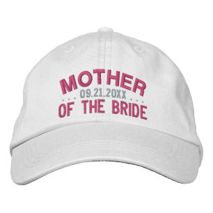 Mother of the Bride Fun Saying Pink on White Embroidered Hat