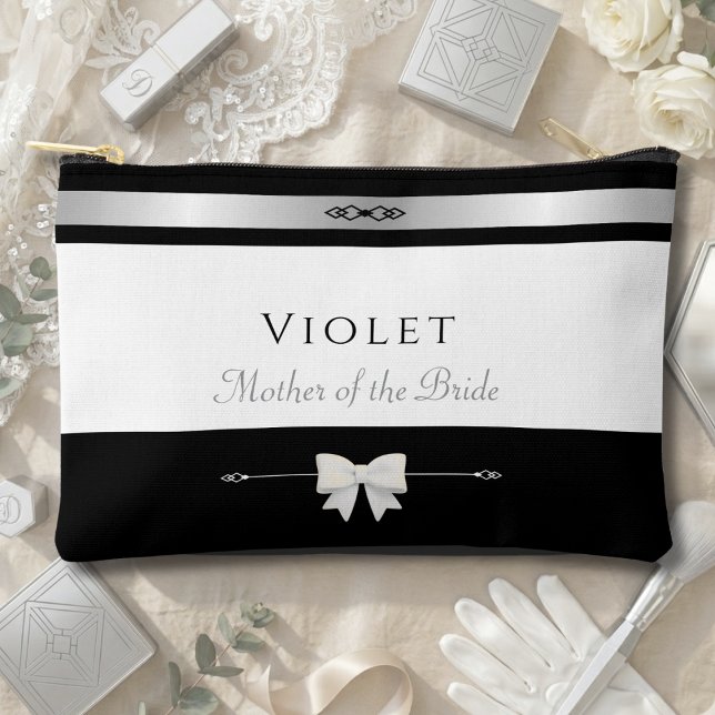 Mother of the Bride Gift | Elegant Custom Makeup Accessory Pouch (For the woman who made it all possible. A sophisticated accessory bag for the Mother of the Bride.)