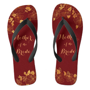 Mother of the Bride Gold Foliage Burgundy  Thongs