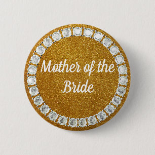 Mother of the Bride gold rhinestone bg 6 Cm Round Badge