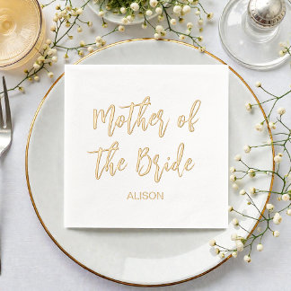 Mother of the Bride Gold White Wedding Foil Napkins