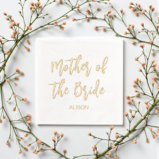 Mother of the Bride Gold White Wedding Foil Napkins