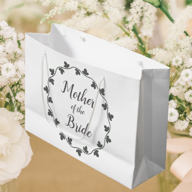 Mother of the Bride Grey Ivy Wreath Wedding Large Gift Bag (In Situ Wedding)