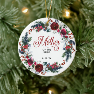 Mother Of The Bride Holiday Floral Personalised Ceramic Ornament