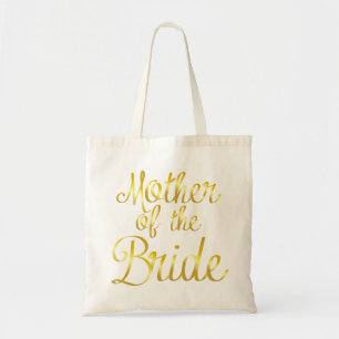 Mother of the Bride in Gold Cursive Tote Bag
