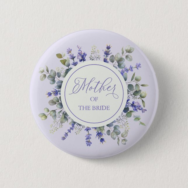 Mother Of The Bride Lavender Eucalyptus Framed 6 Cm Round Badge (Front)