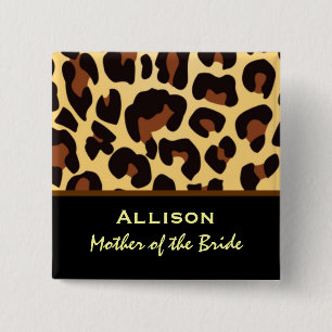 Mother of the Bride Leopard Print Custom Name 15 Cm Square Badge