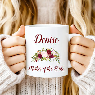 Mother of the Bride Marsala Pink Floral Wedding Mug