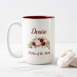 Mother of the Bride Marsala Pink Floral Wedding Two-Tone Coffee Mug<br><div class="desc">This lovely rustic marsala and pink bouquet wedding coffee mug can be customised with the name of the bride's mother in elegant marsala script lettering.</div>
