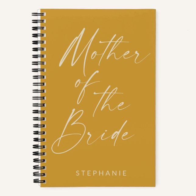 Mother of the Bride Minimal Yellow Personalised  Notebook (Front)