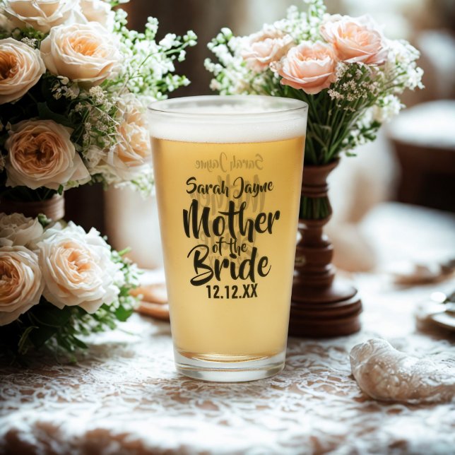 Mother of the Bride Name Glass Wedding Parent Gift (For the Mother of the Bride. Just add her name and your wedding date)