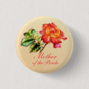 Mother of the bride orange tea rose wedding 3 cm round badge