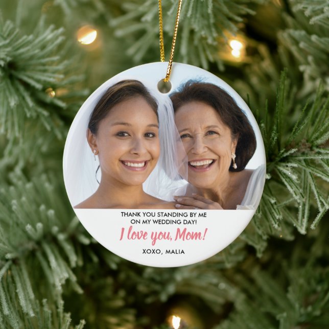 Mother Of The Bride Personalised Photo Christmas Ceramic Ornament (Tree)