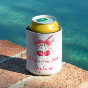 Mother of the Bride Pink Bow Coquette Wedding Can Cooler