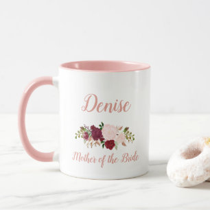 Mother of the Bride Pink Marsala Floral Wedding Mug