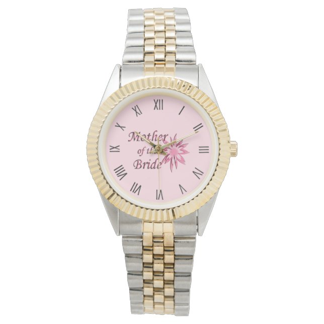 Mother of The Bride Pink Roman Numerals Watch (Front)