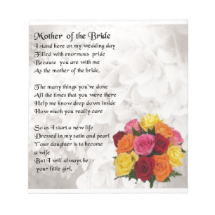 Mother of the Bride Poem  - Flowers Notepad
