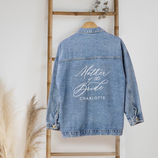 Mother of the Bride Script Name Wedding Party Denim Jacket (Mother of the Bride Script Name Wedding Party Denim Jacket)