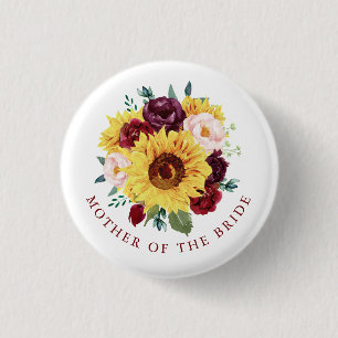 Mother of the Bride Sunflower Fall Floral 3 Cm Round Badge