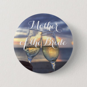 Mother of the Bride Sunset On Beach Wedding Button