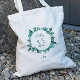 Mother of the Bride, Teal Greenery Wedding Party Tote Bag