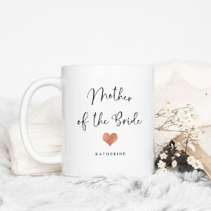 Mother of the Bride   Trendy Script and Heart Coffee Mug