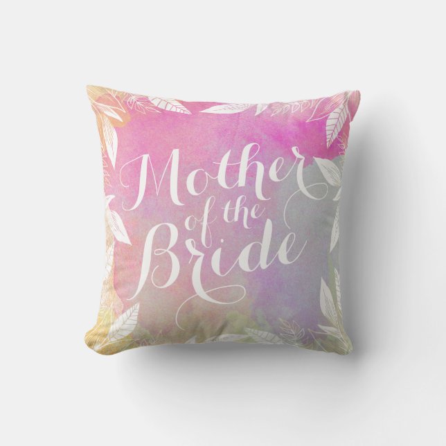 Mother of the Bride Watercolor Throw Pillow (Front)