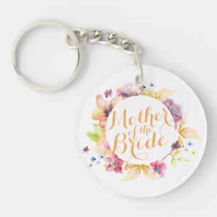 Mother of the Bride Watercolor Wedding Keychain