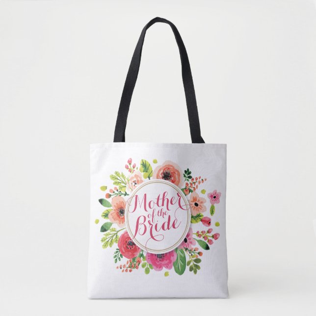 Mother of the Bride Watercolor Wedding Tote Bag (Front)