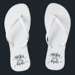 Mother of the Bride Wedding Calligraphy Flip Flops<br><div class="desc">For further customization, please click the "Customize" button and use our design tool to modify this template. If the options are available, you may change text and image by simply clicking on "Edit/Remove Text or Image Here" and add your own. If you wish to have this design added to a...</div>