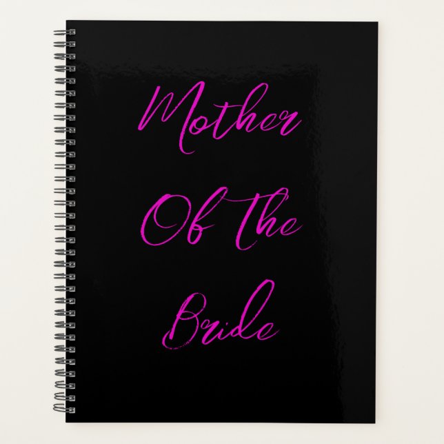 Mother Of The Bride Wedding Gift Favour Pink Black Planner (Front)