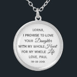 Mother of the Bride Wedding Gift From Groom Silver Plated Necklace<br><div class="desc">Beautiful and classic gift for the Mother of the BRIDE from Groom personalised with the Mother of the Bride's name,  Groom's name,  and wedding date</div>