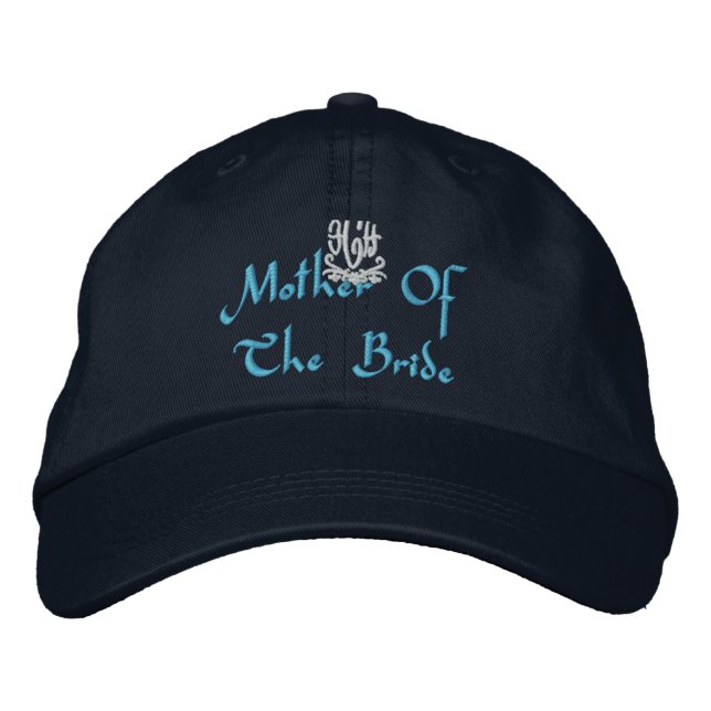 Mother Of The Bride Wedding I Navy Embroidered Hat (Front)